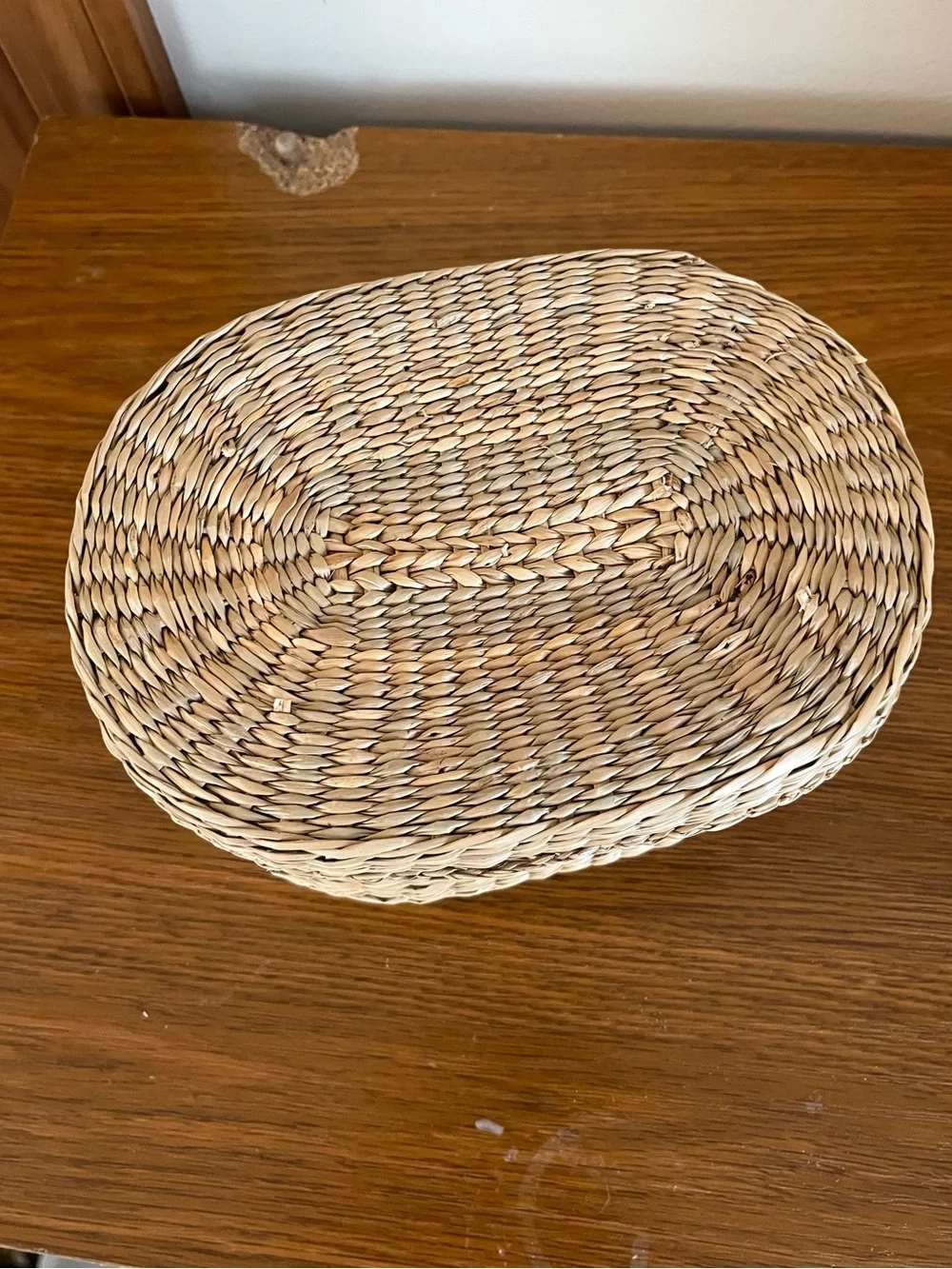 Woven Oval Lidded Storage Basket - Natural